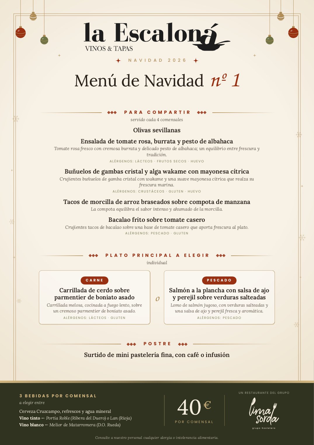 Menú de Navidad nº 1 2026